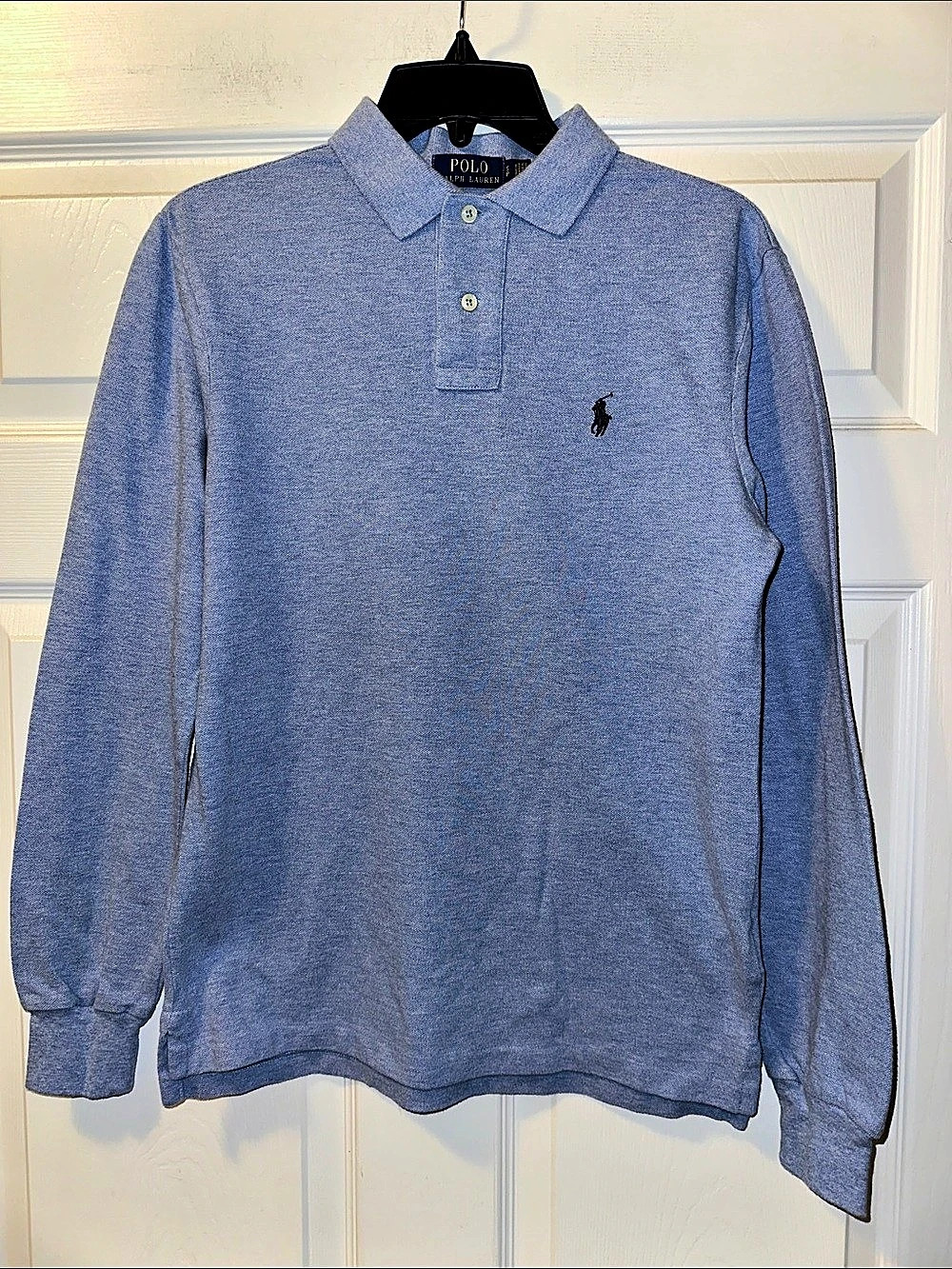 Men’s Polo Ralph Lauren Blue Custom Slim Fit Long-Sleeve Polo Shirt - Size S